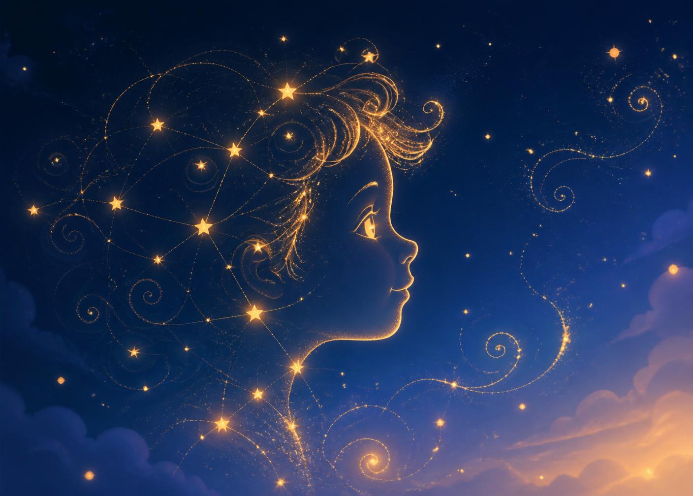 Constellation forming the silhouette of a child